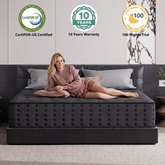 Tryagat 14” Full Hybrid Mattress in a Box, Medium Firm Full Size Mattresses, Cooling Gel Memory Foam Mattress with Individually Wrapped Pocket Coils, Pressure Relief
